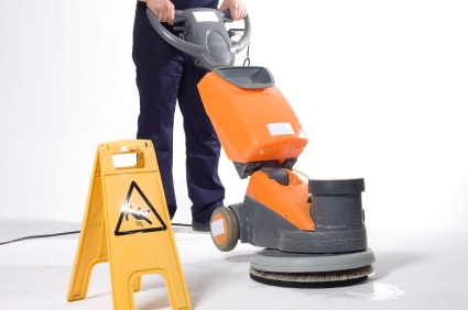 Perth cleaner using a floor polisher